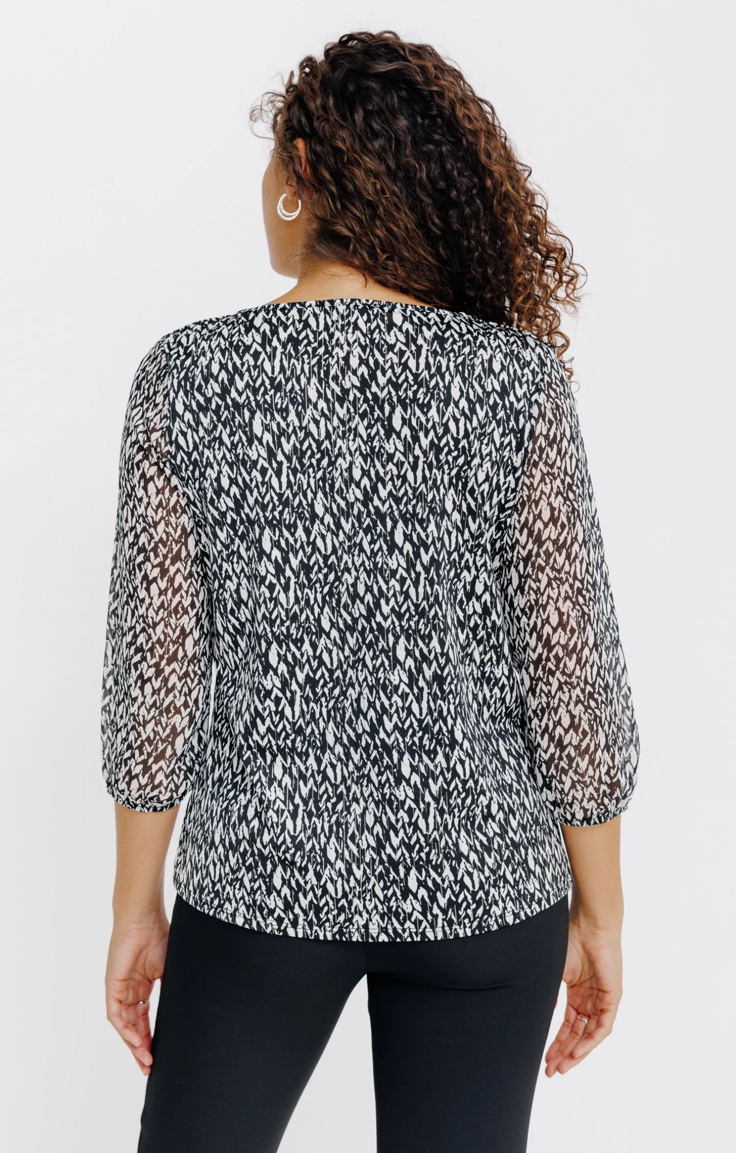 T-SHIRT COL V MANCHES 3/4 -