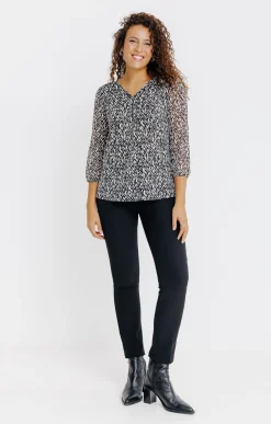 T-SHIRT COL V MANCHES 3/4 -