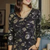 T-SHIRT FÊTES MOTIF MUSIC GALON DORE -