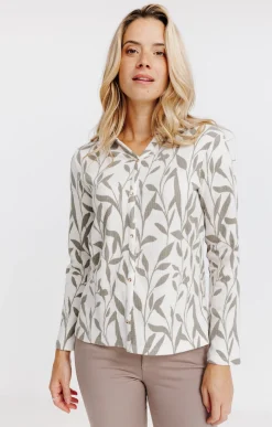 T-SHIRT IMPRIME COL CHEMISE -