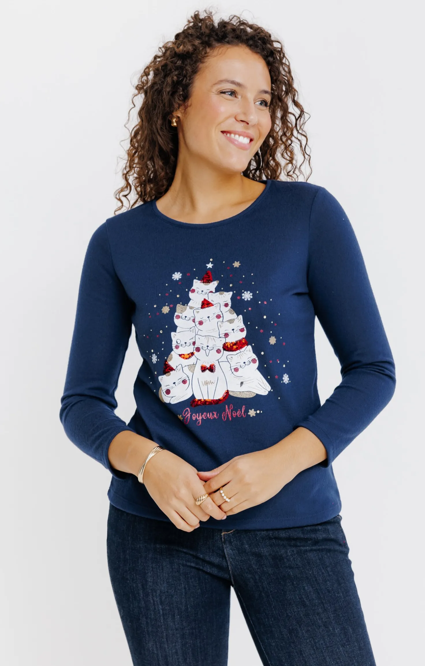 T-SHIRT IMPRIME FETE COL ROND -
