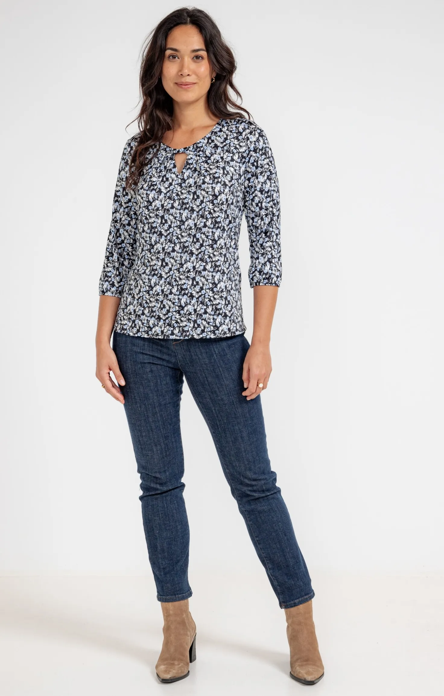 T-SHIRT MANCHES 3/4 COL ROND -