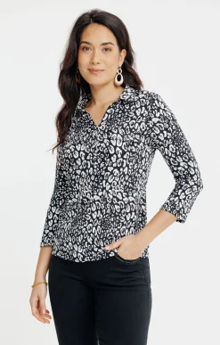 T-SHIRT MANCHES 3/4 MOTIF ANIMAL PLISSE -