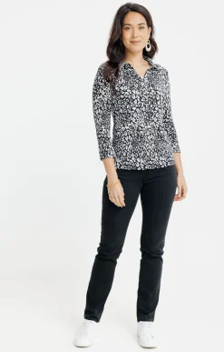 T-SHIRT MANCHES 3/4 MOTIF ANIMAL PLISSE -