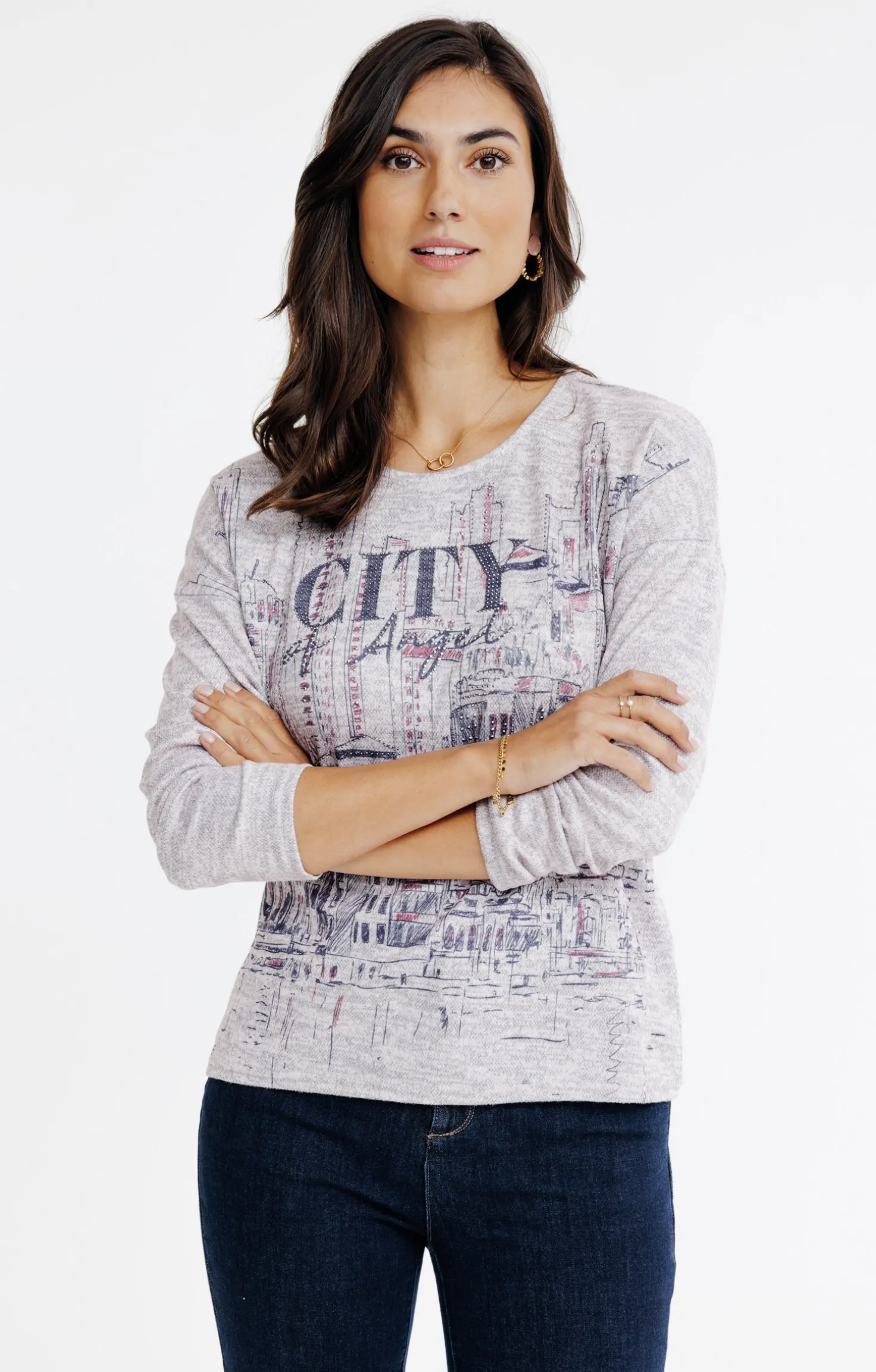 T-SHIRT MANCHES LONGUES COL V -