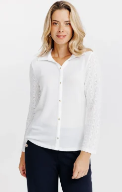T-SHIRT MANCHES LONGUES DENTELLE -