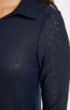 T-SHIRT MANCHES LONGUES DENTELLE -