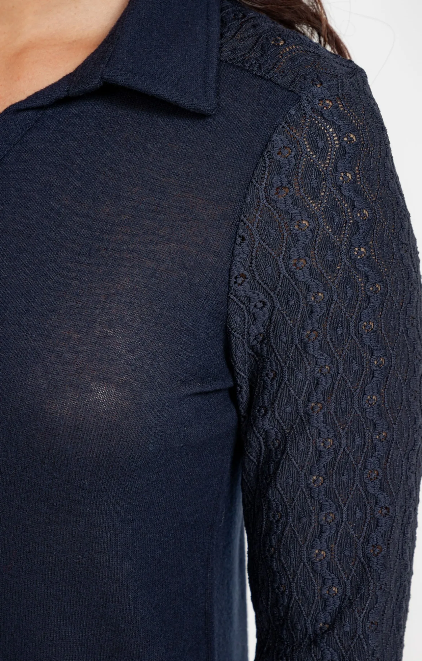 T-SHIRT MANCHES LONGUES DENTELLE -