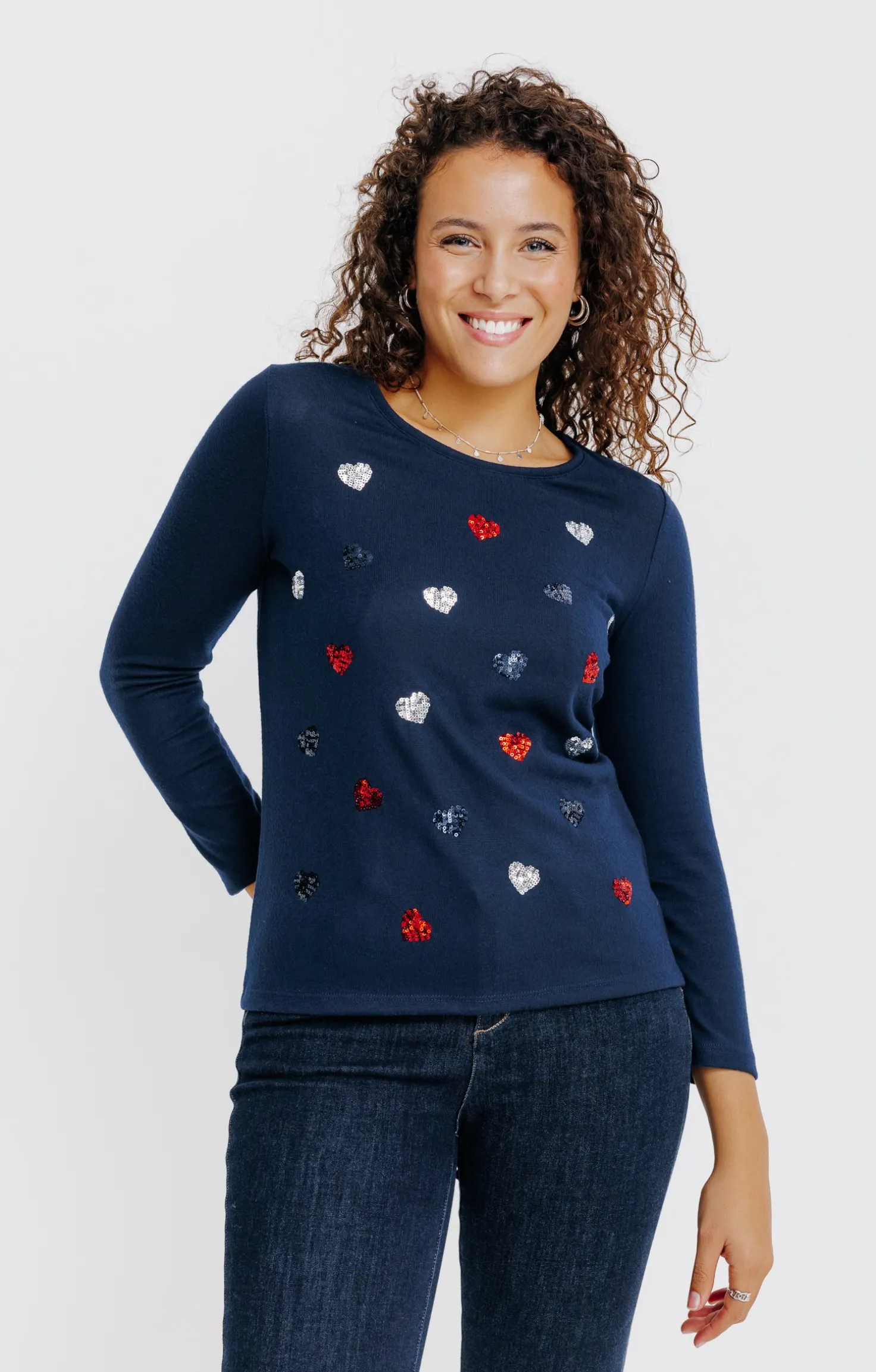 T-SHIRT SEQUINS COL ROND -