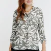 Tunique col chemise imprimée feuillage -