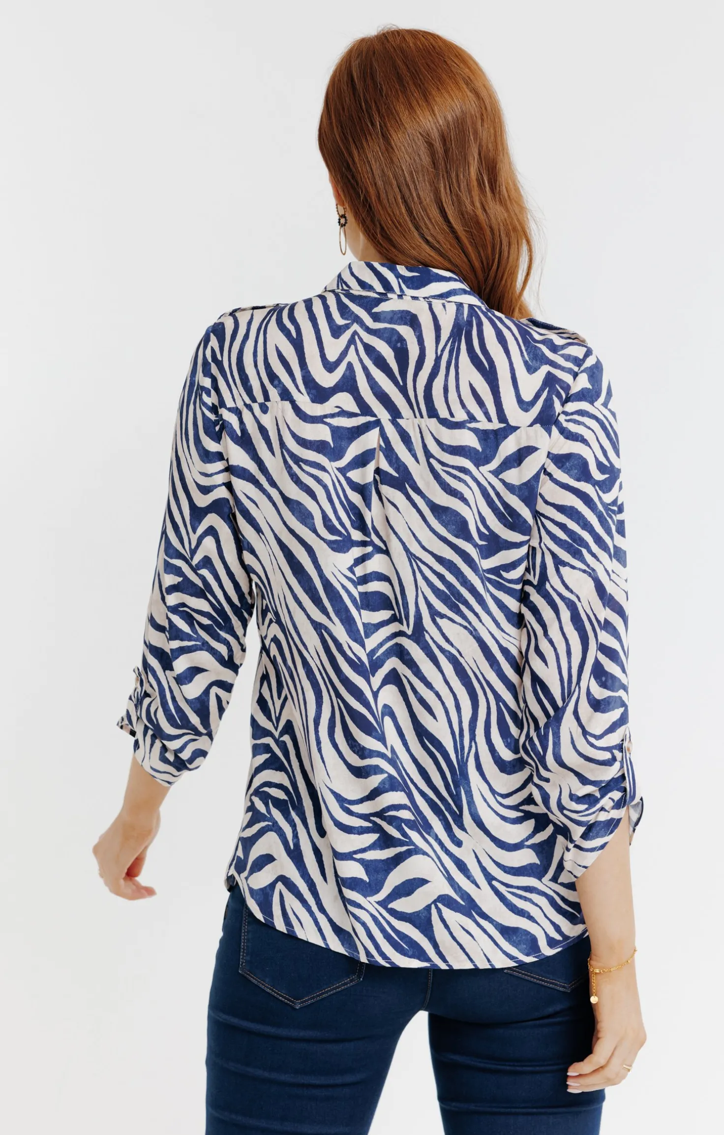 Tunique col chemise imprimée zebre -
