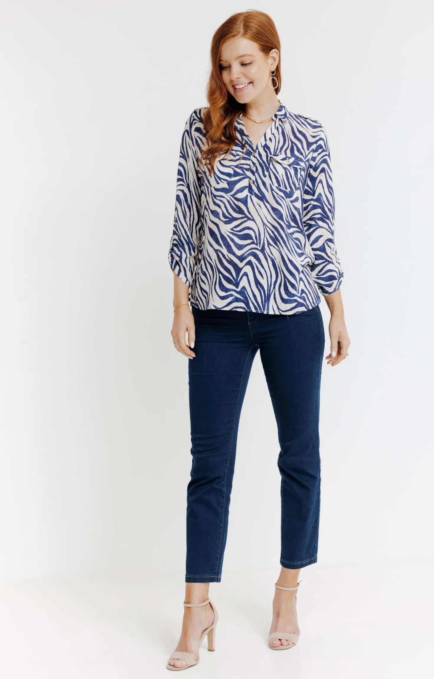 Tunique col chemise imprimée zebre -