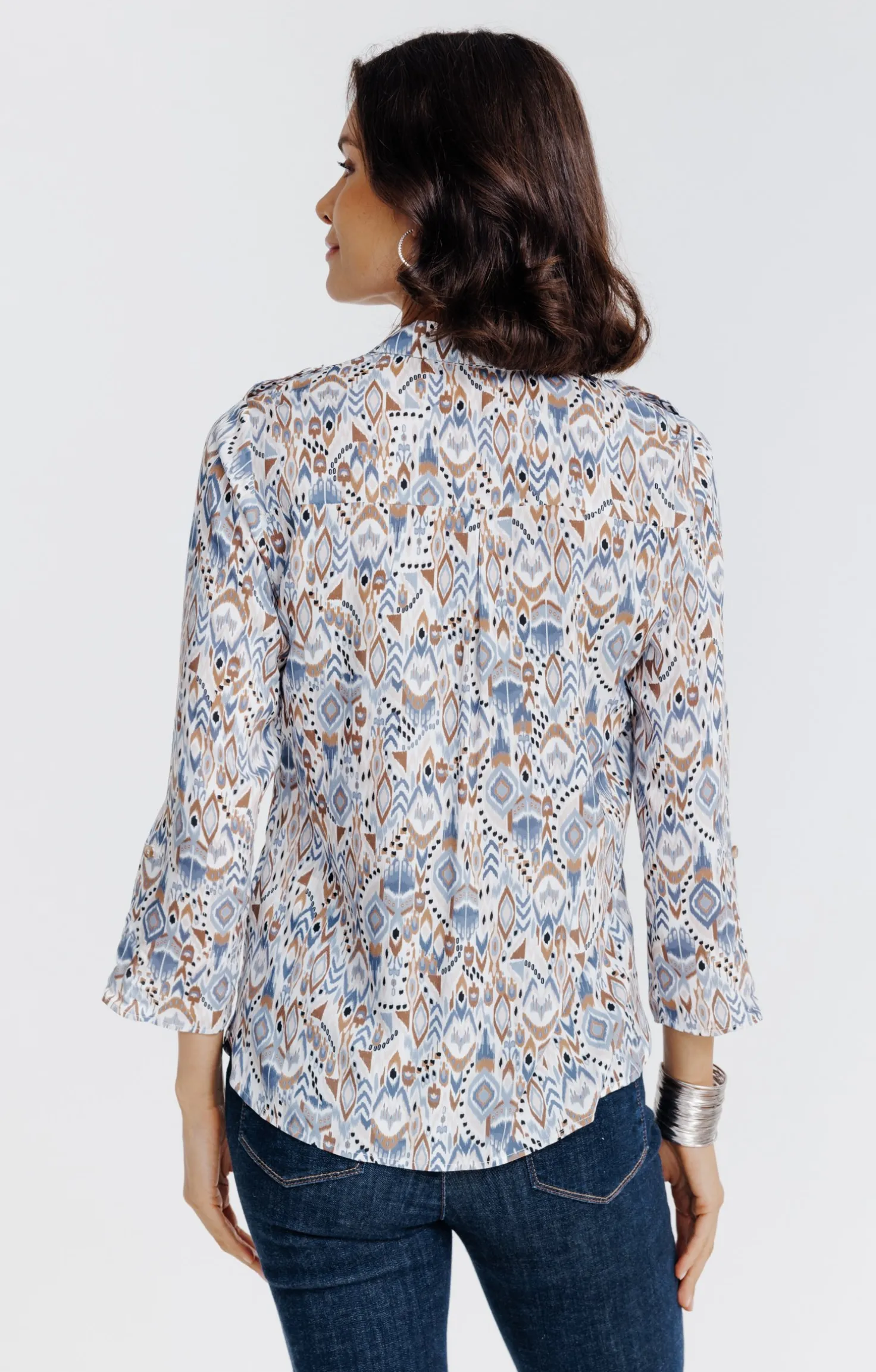 Tunique col chemise imprimée ikat -