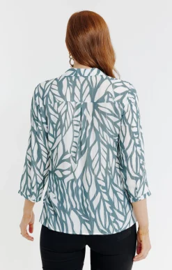 Tunique imprimée bicolore col chemise -