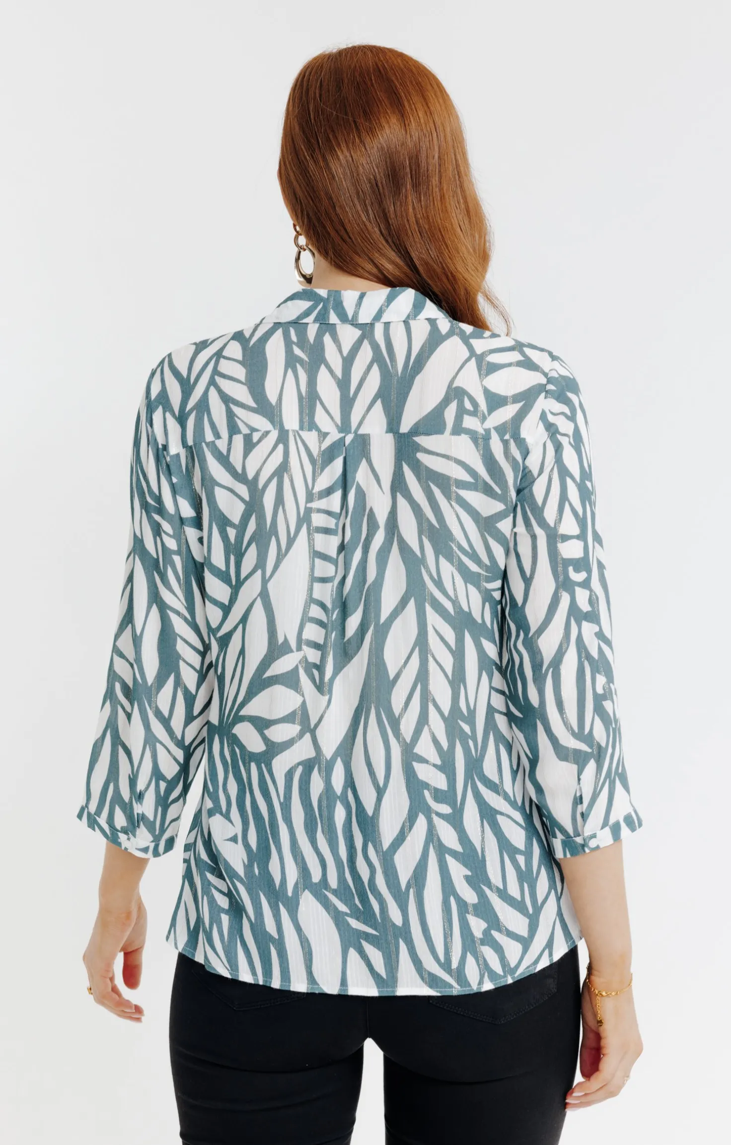 Tunique imprimée bicolore col chemise -