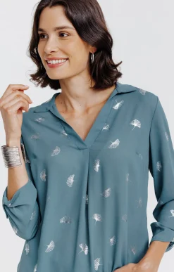 Tunique imprimée col chemise -
