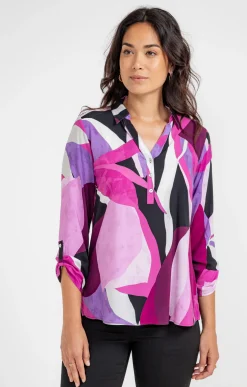 TUNIQUE IMPRIME COLORE COL CHEMISE -