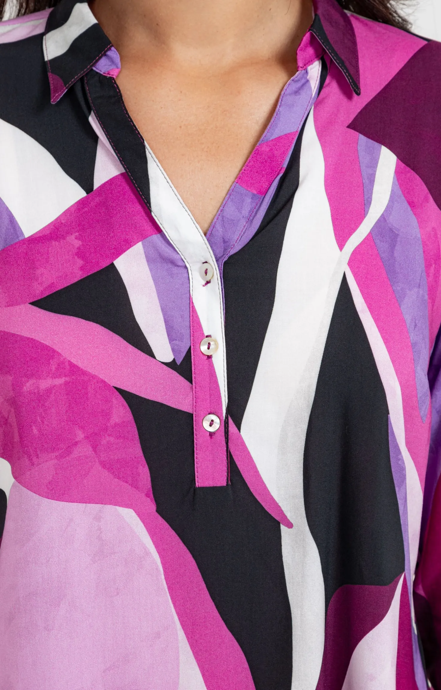 TUNIQUE IMPRIME COLORE COL CHEMISE -