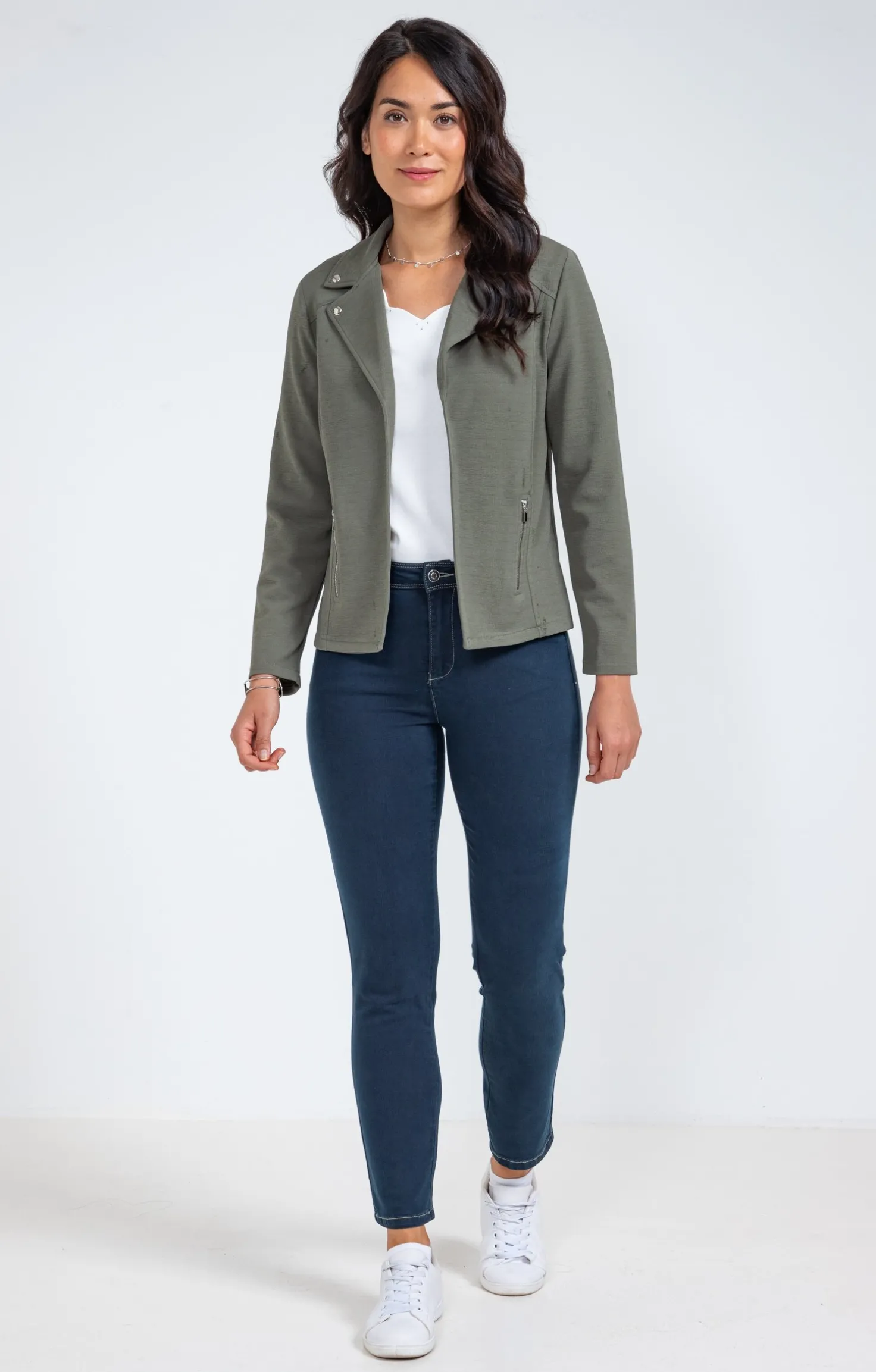 Veste col tailleur avec zips poches -