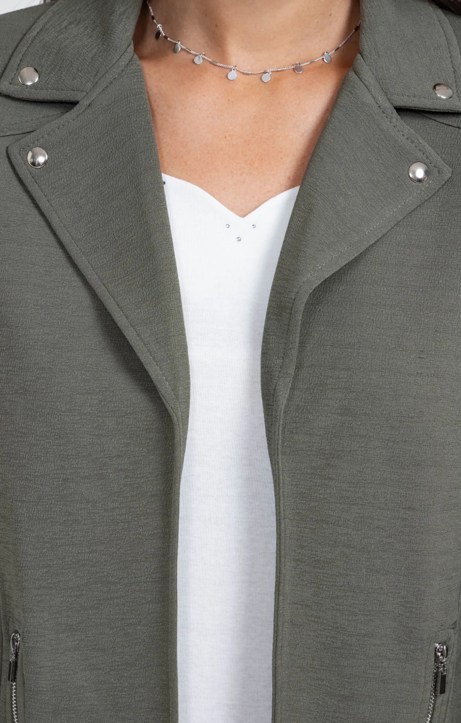 Veste col tailleur avec zips poches -