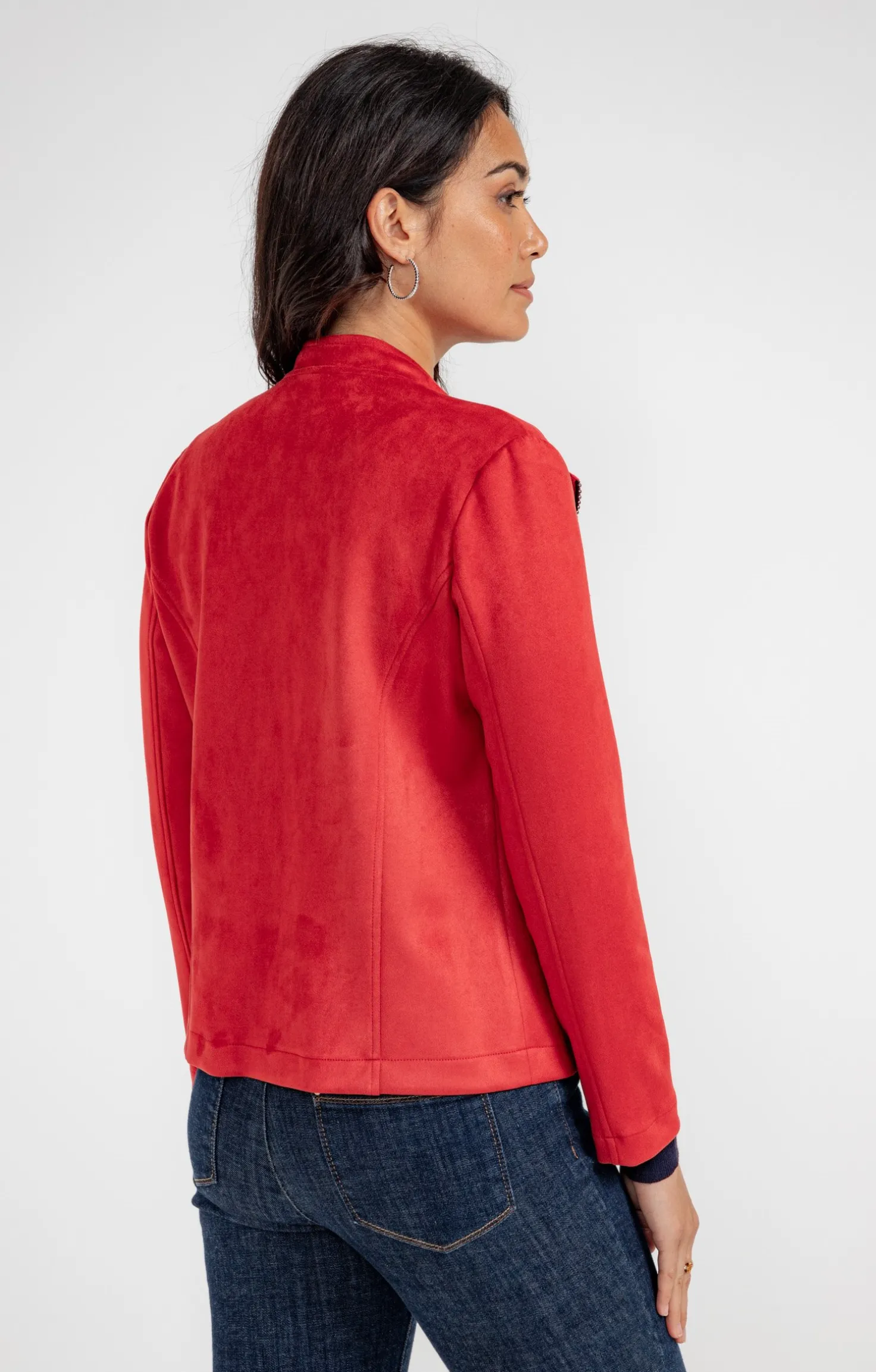 Veste en suédine avec galon fantaisie -