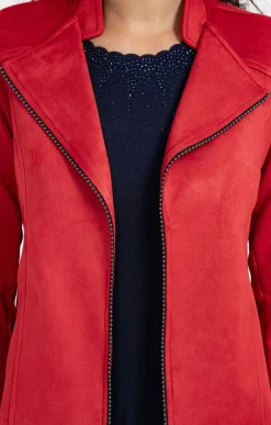 Veste en suédine avec galon fantaisie -