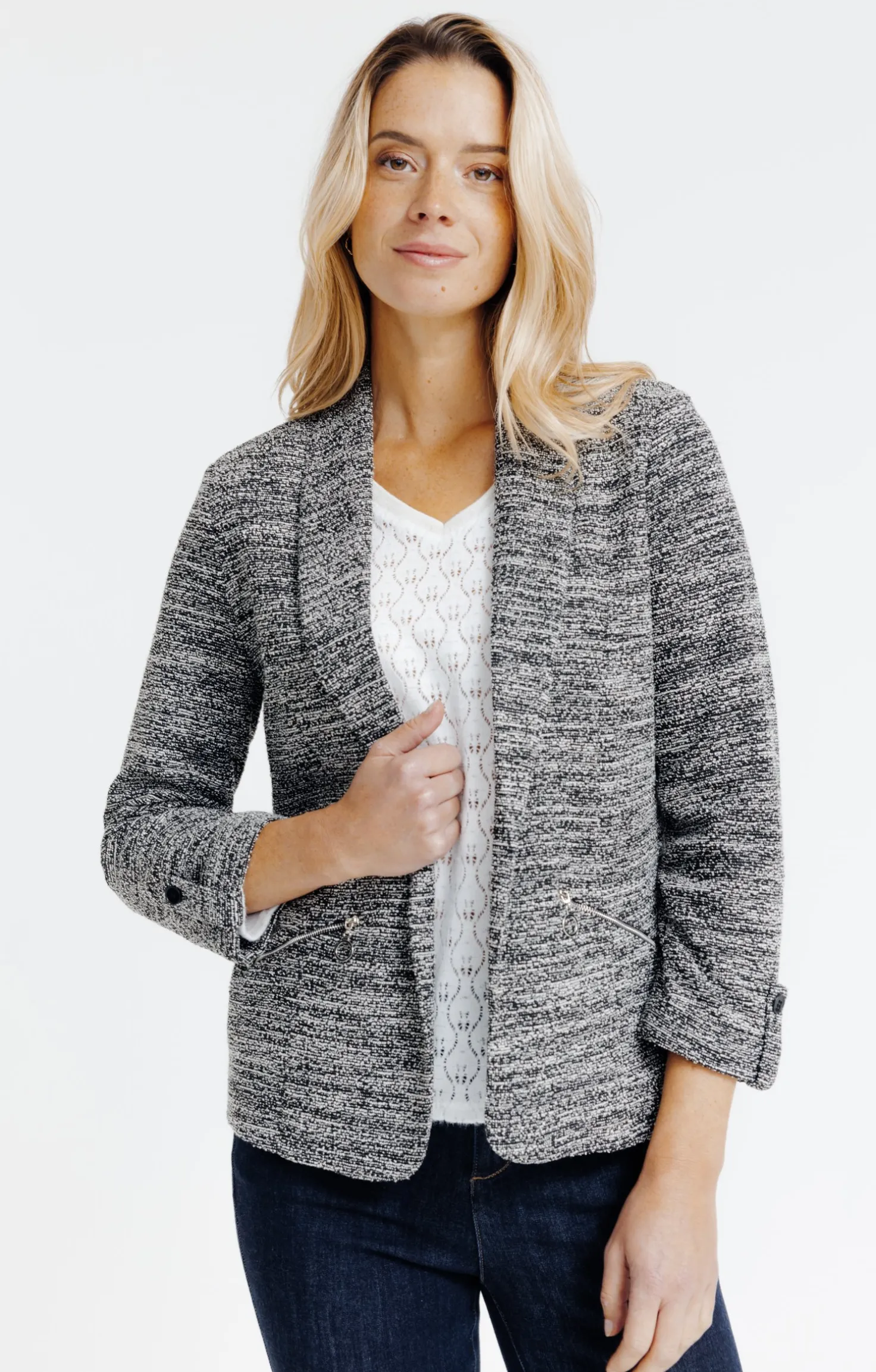VESTE ZIPPEE COL CHÂLE -